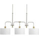 Exeter 3 Light 38 inch Brushed Nickel Linear Chandelier Ceiling Light, Design Series
