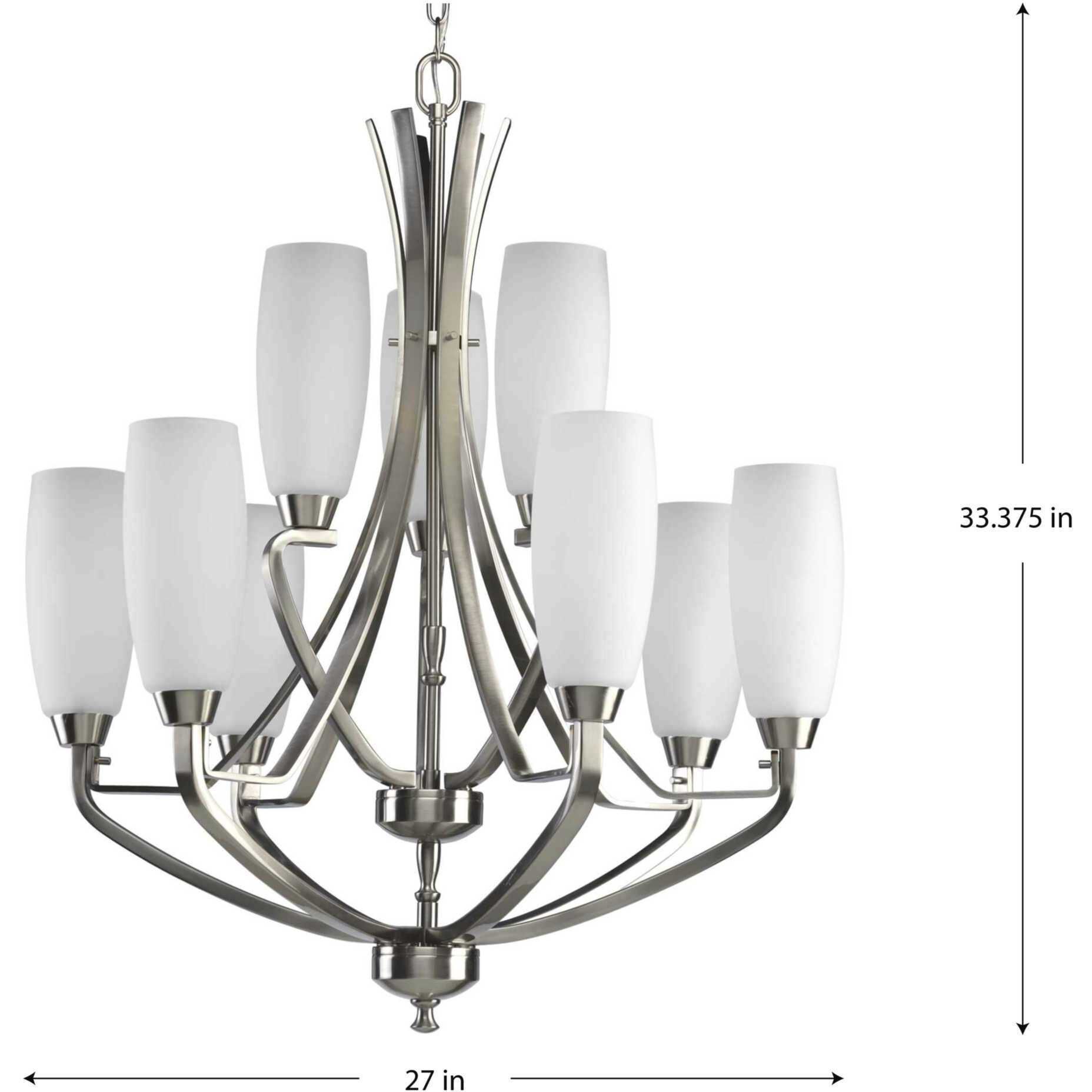 Anna 9 Light 27 inch Brushed Nickel Chandelier Ceiling Light