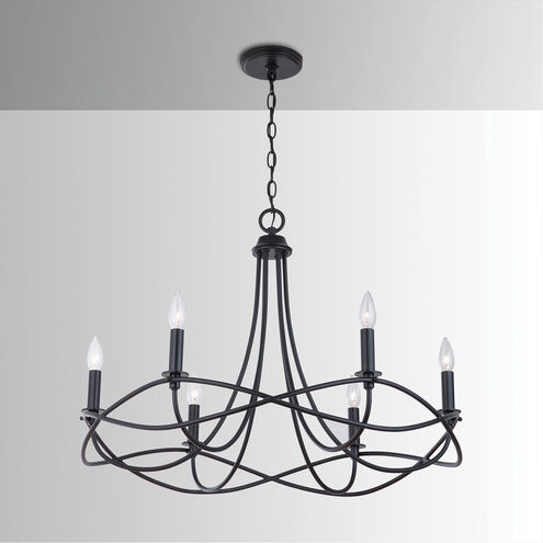 Bonami 6 Light 30 inch Matte Black Chandelier Ceiling Light