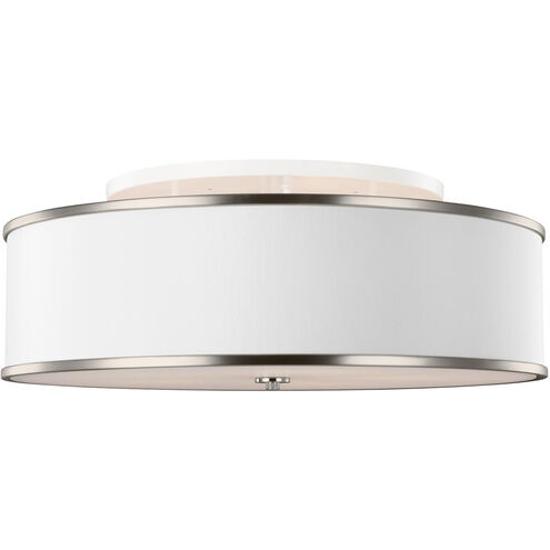 Cosenza 5 Light 30.25 inch Satin Nickel Semi-Flush Mount Ceiling Light, White Shantung