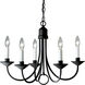 Gloucester St 5 Light 21 inch Textured Black Chandelier Ceiling Light