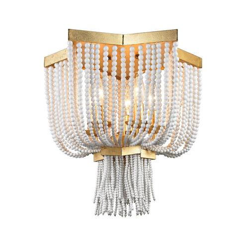 Arundel Dr 5 Light 16 inch Antique Gold Leaf with White Flush Mount Ceiling Light