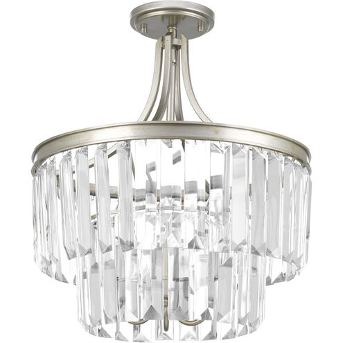 Palermo 3 Light 16 inch Silver Ridge Semi-Flush Convertible Pendant Ceiling Light, Design Series