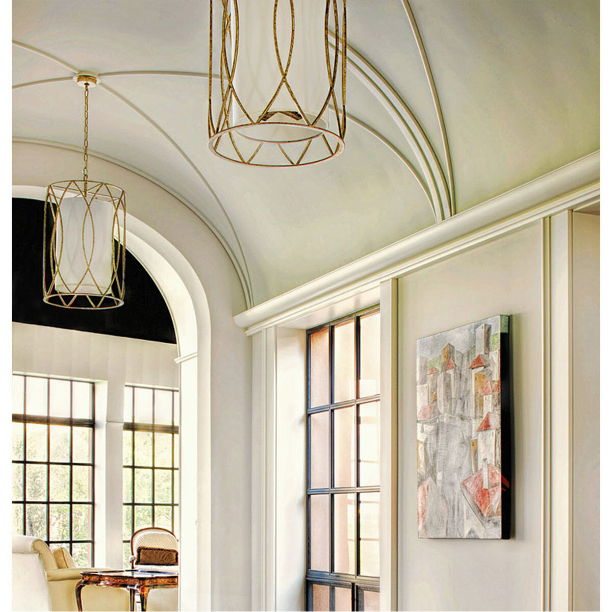 Earth 3 Light 13 inch Silver Gold Pendant Ceiling Light