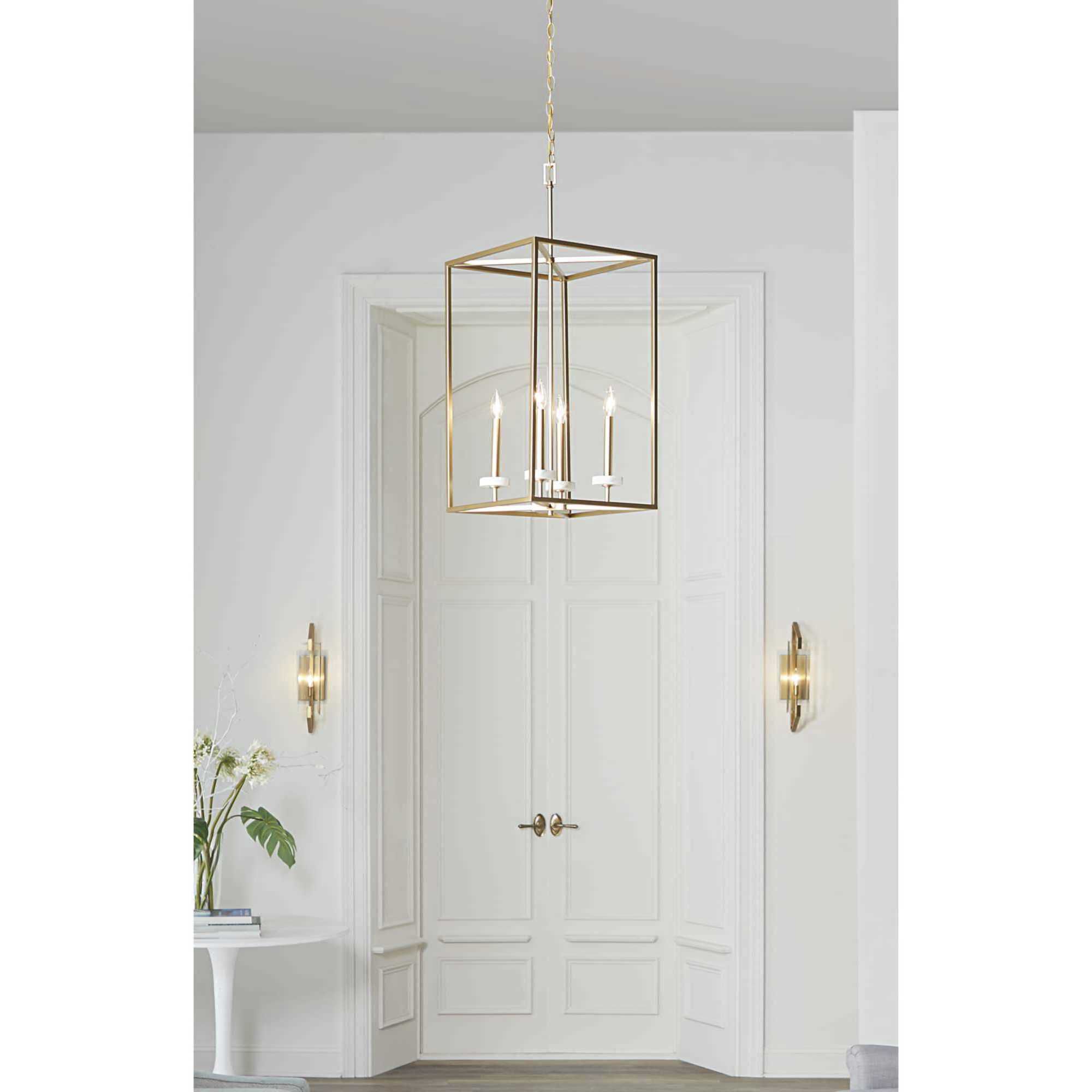 Santa Barbara 4 Light 15 inch Vintage Gold Foyer Pendant Ceiling Light, Design Series