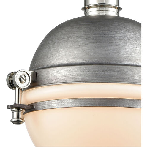 Zera 1 Light 10 inch Weathered Zinc with Polished Nickel and White Mini Pendant Ceiling Light
