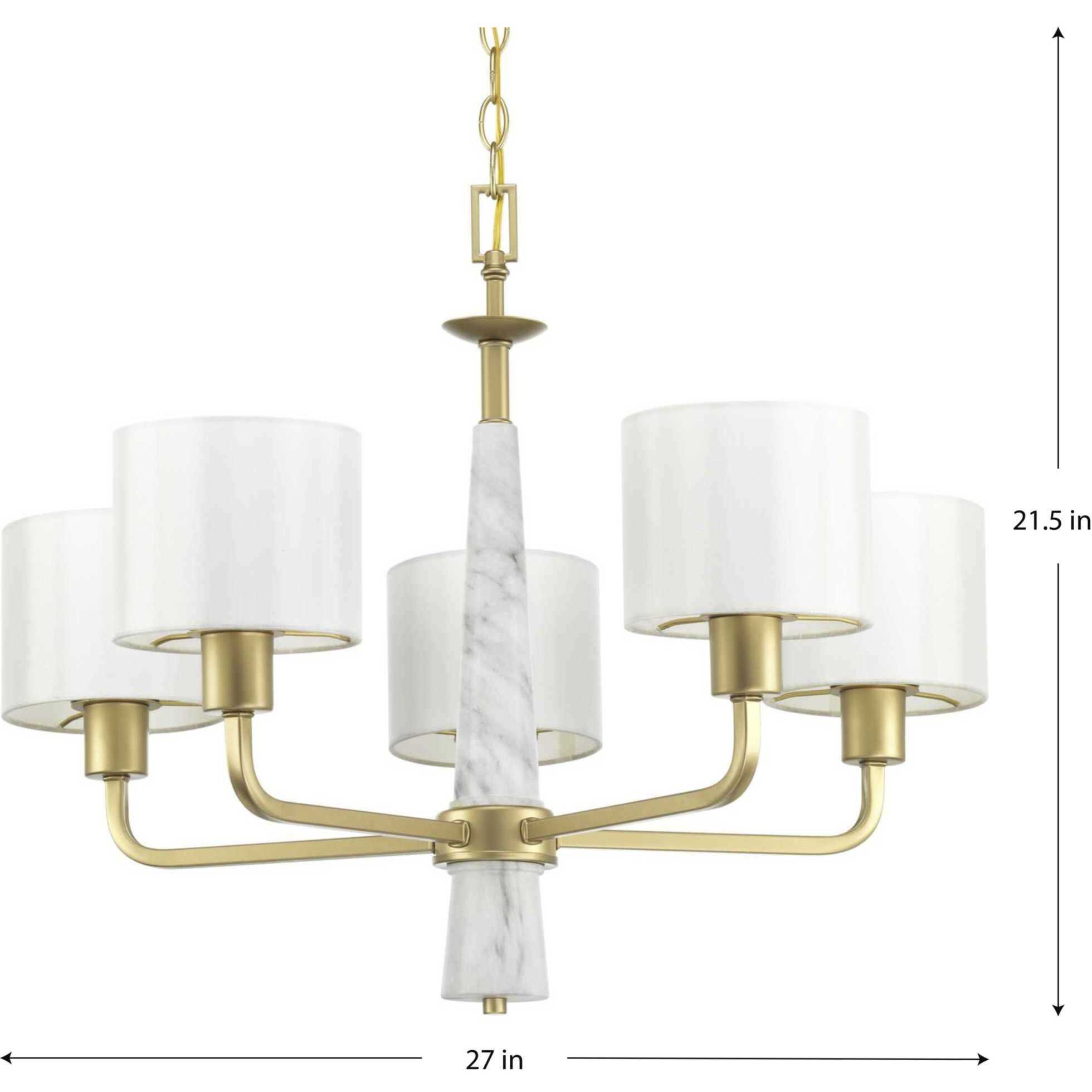 Santa Barbara 5 Light 27 inch Vintage Gold Chandelier Ceiling Light, Design Series