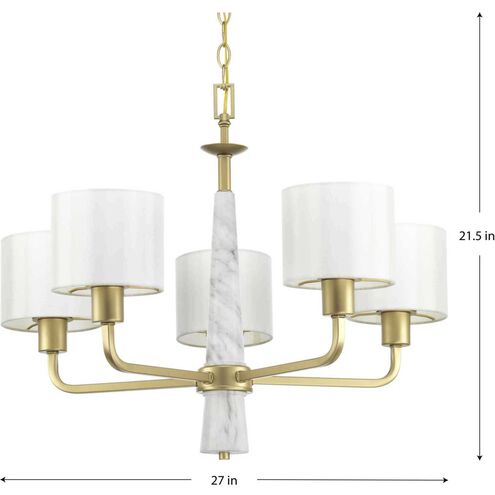 Santa Barbara 5 Light 27 inch Vintage Gold Chandelier Ceiling Light, Design Series