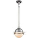 Zera 1 Light 10 inch Weathered Zinc with Polished Nickel and White Mini Pendant Ceiling Light