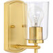 Art 1 Light 5 inch Satin Brass Bath Vanity Wall Light