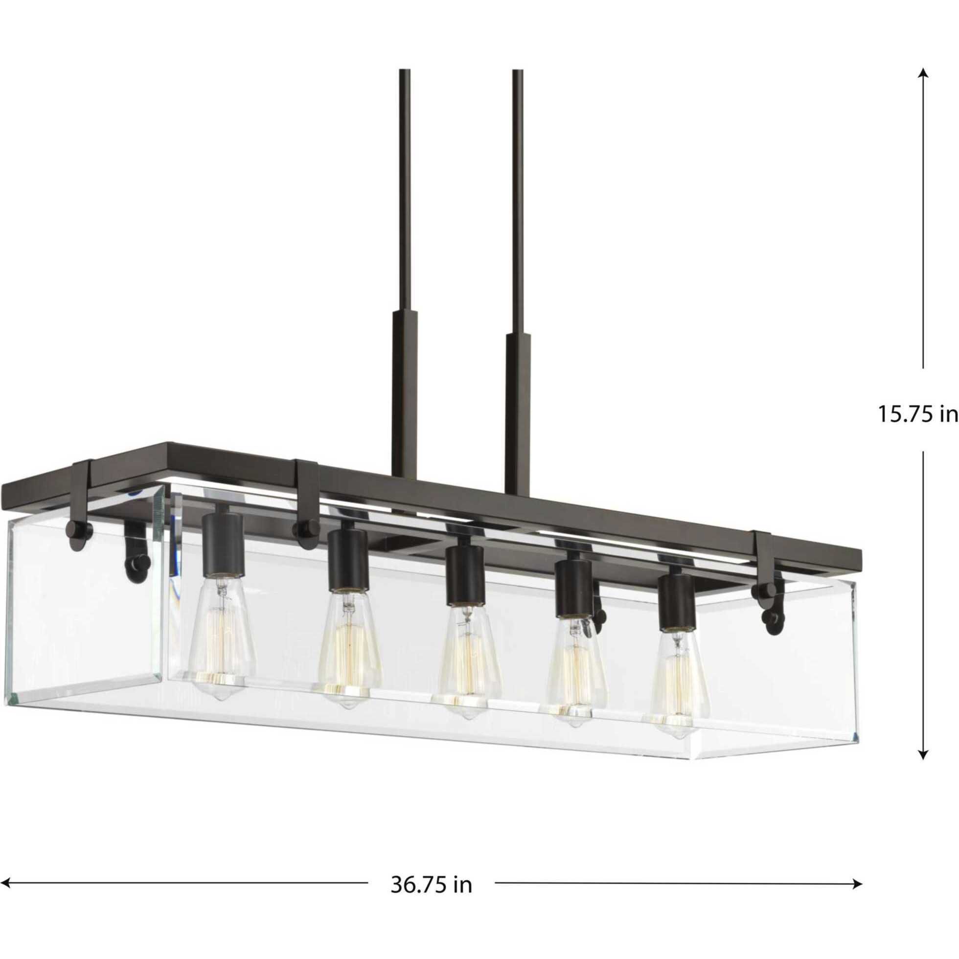 Guthrie 5 Light 37 inch Antique Bronze Linear Chandelier Ceiling Light, Design Series