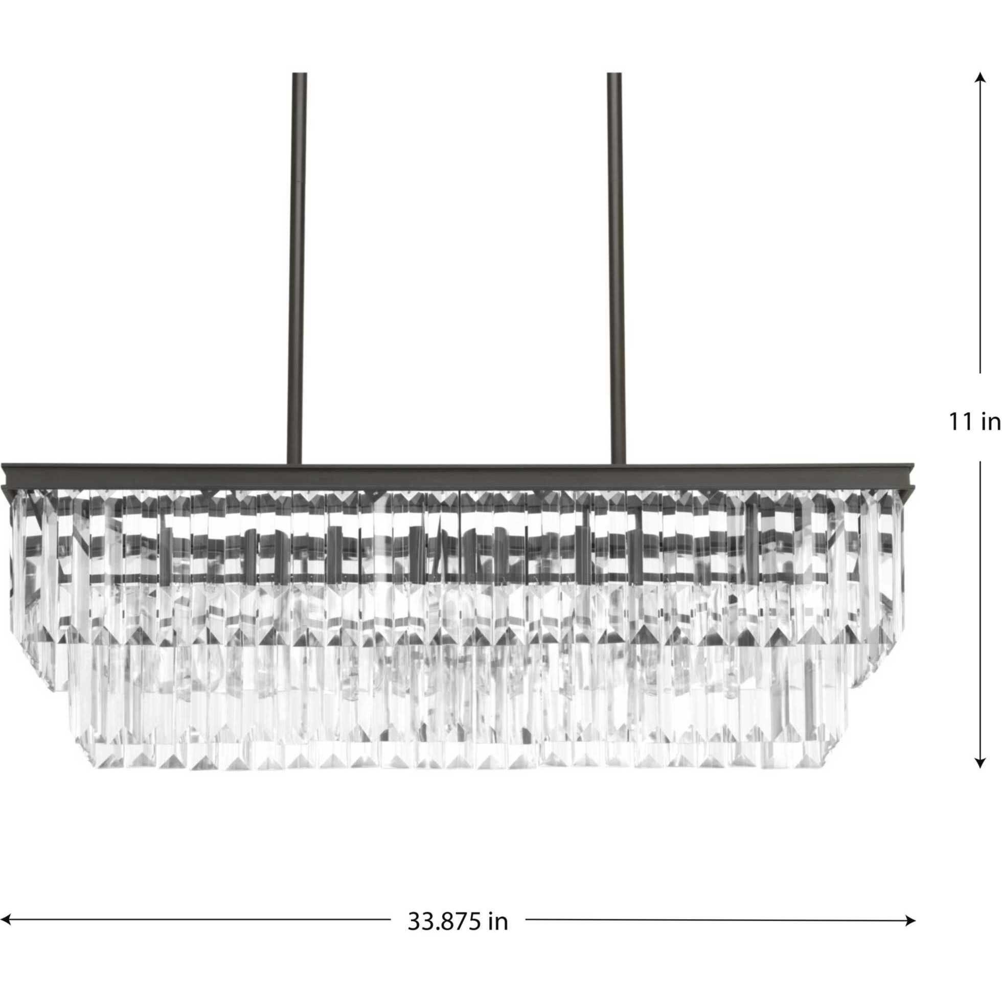 Palermo 4 Light 34 inch Antique Bronze Linear Chandelier Ceiling Light, Design Series