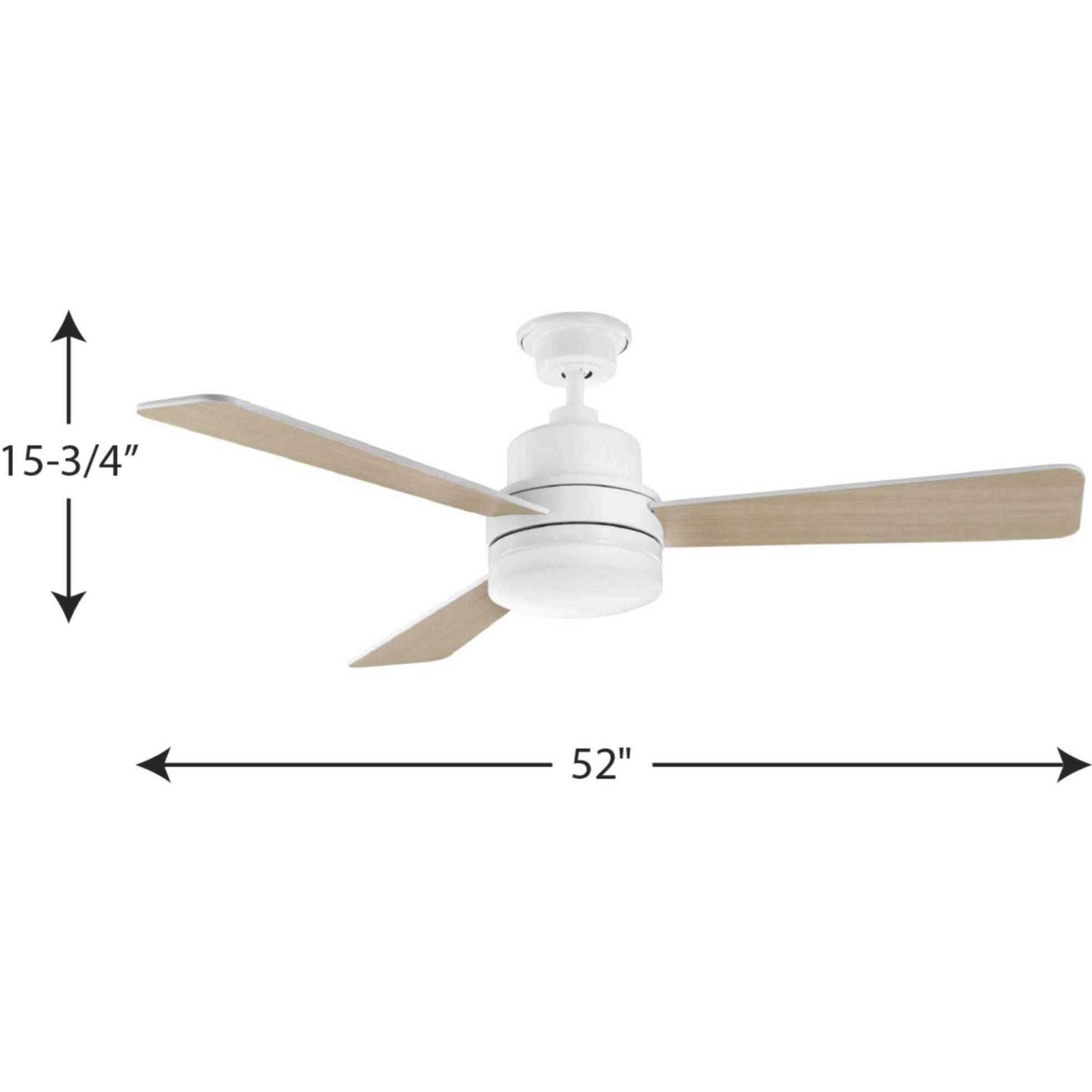 Boston 52 inch White with 0 Blades Ceiling Fan, Progress LED
