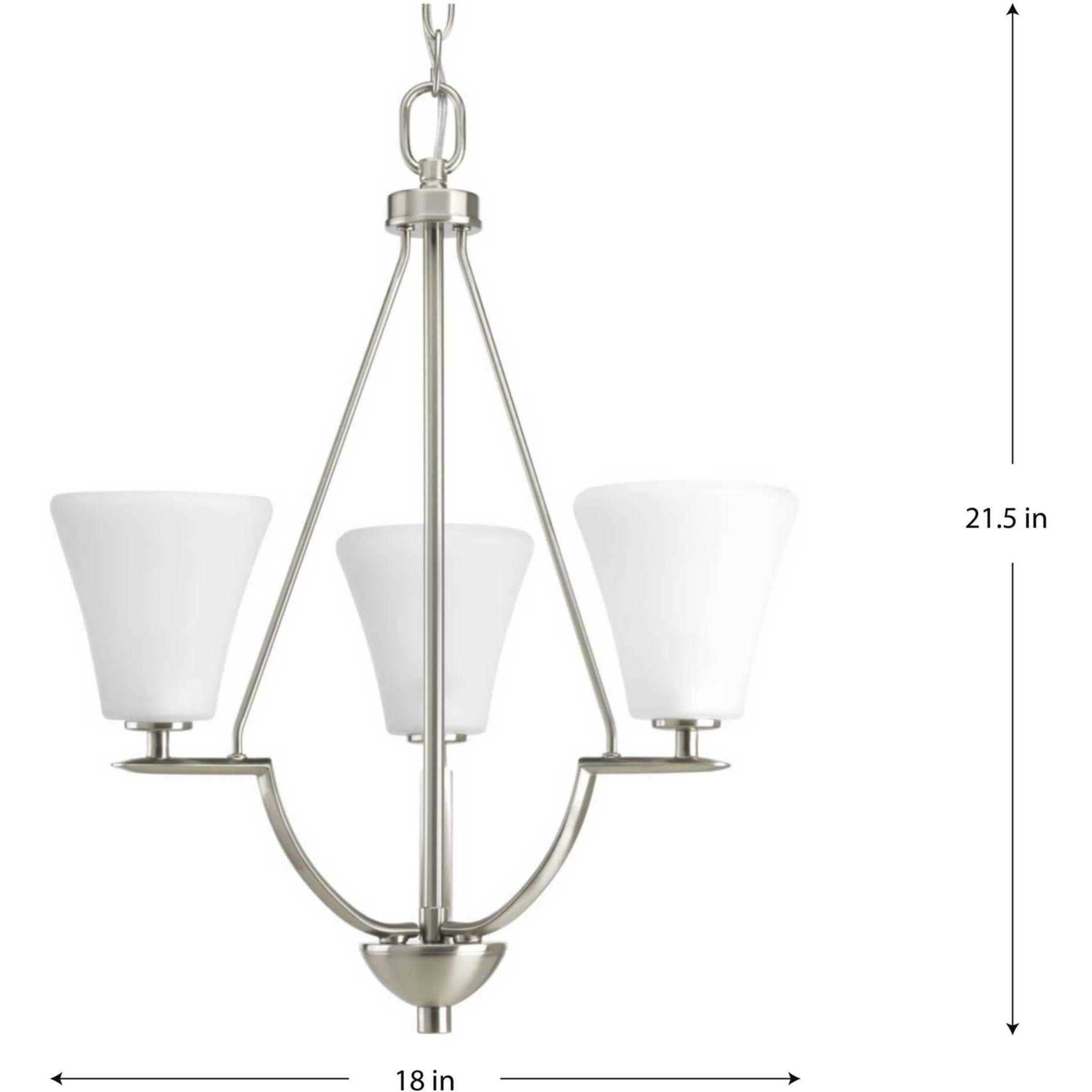 Annette St 3 Light 18 inch Brushed Nickel Foyer Chandelier Ceiling Light