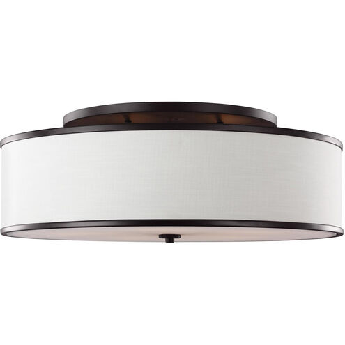 Cosenza 5 Light 30.25 inch Oil Rubbed Bronze Semi-Flush Mount Ceiling Light, Ivory Linen