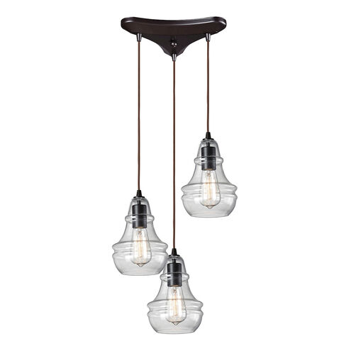 Graham Pl 3 Light 10 inch Oil Rubbed Bronze Multi Pendant Ceiling Light