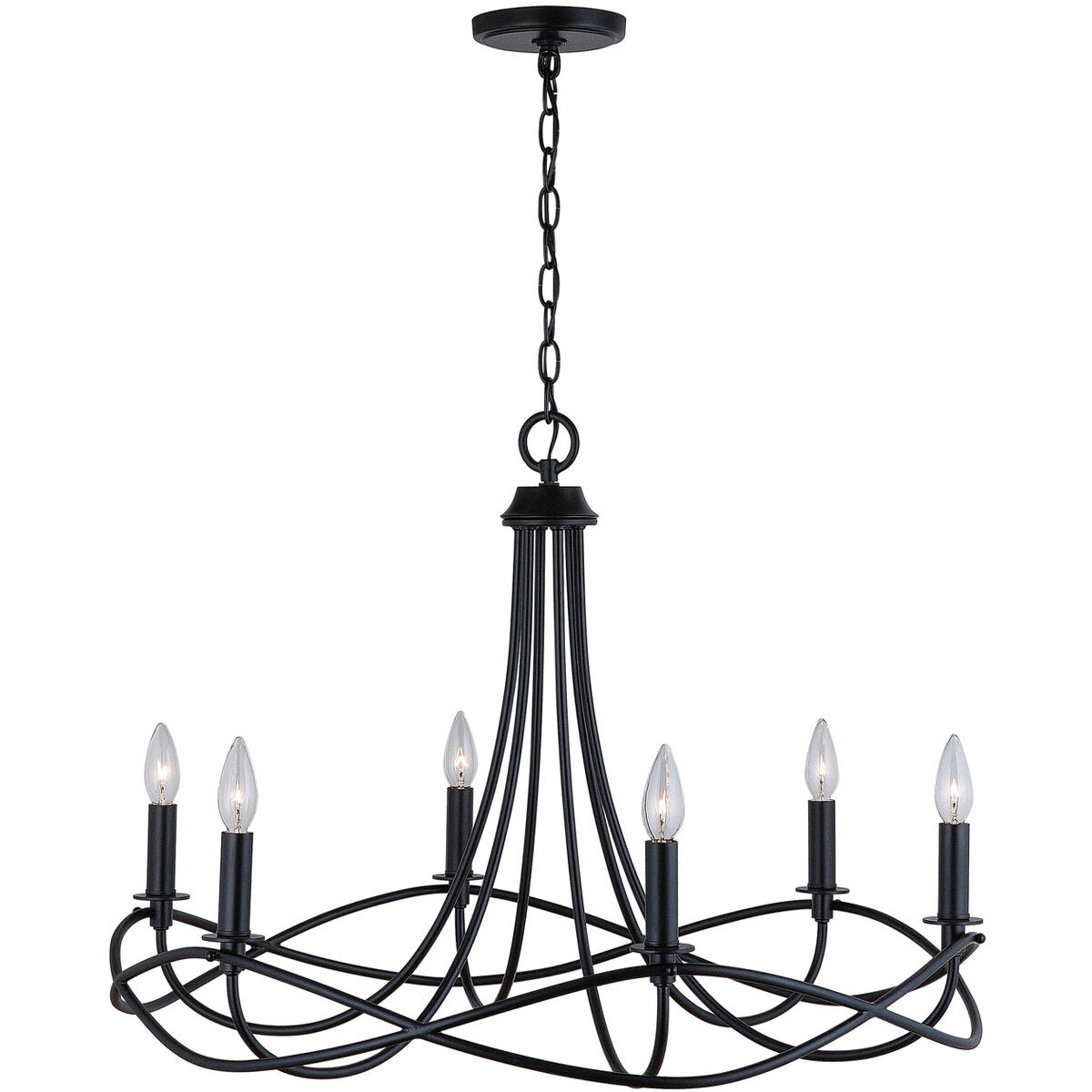 Bonami 6 Light 29.5 inch Matte Black Chandelier Ceiling Light