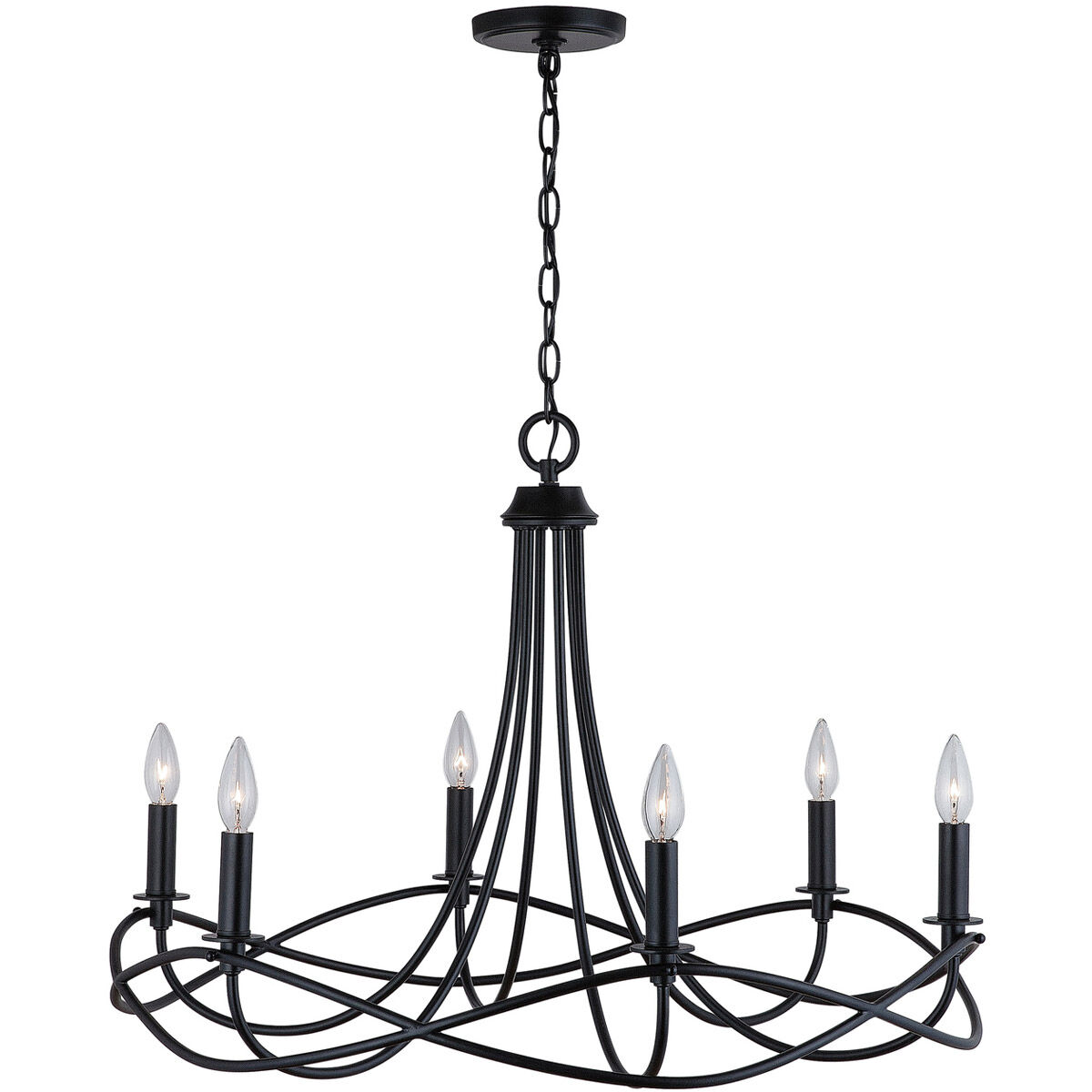 Bonami 6 Light 30 inch Matte Black Chandelier Ceiling Light