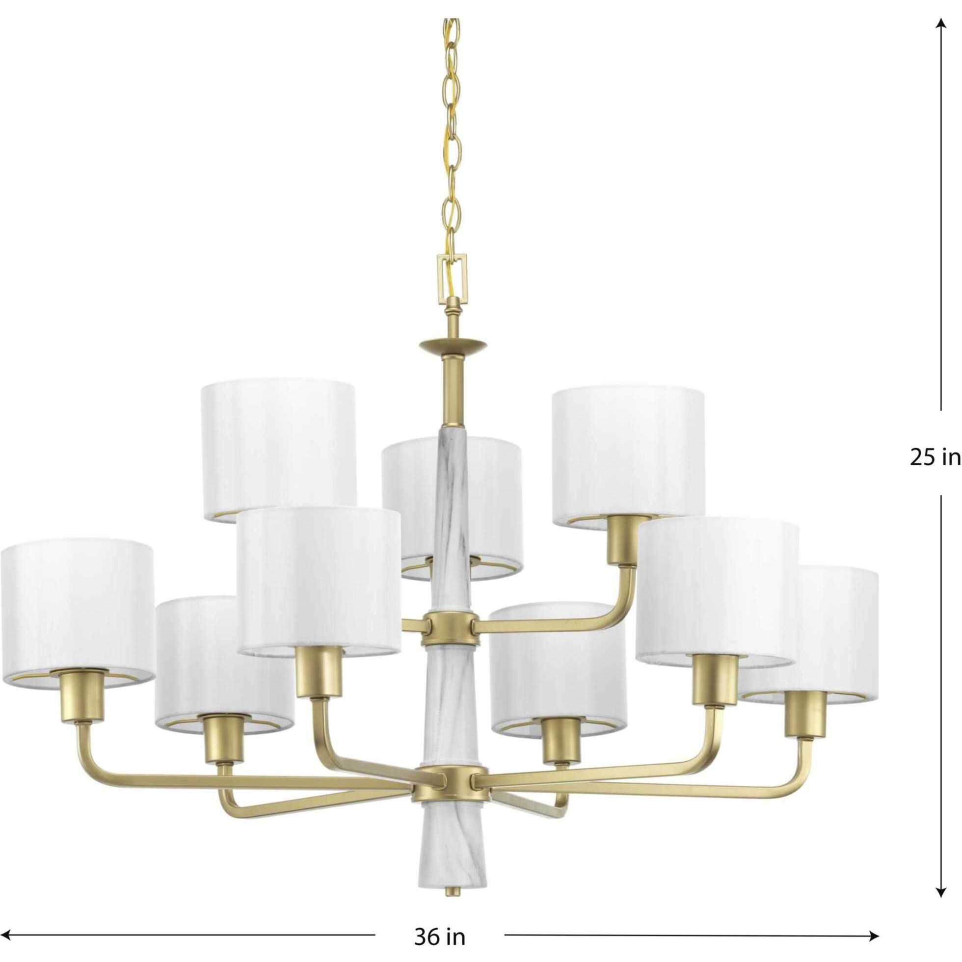 Santa Barbara 9 Light 36 inch Vintage Gold Chandelier Ceiling Light, Design Series