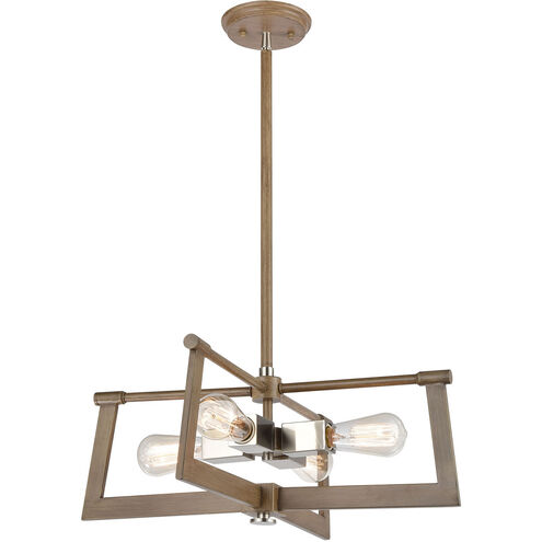 Greyson 4 Light 21 inch Light Wood with Satin Nickel Pendant Ceiling Light