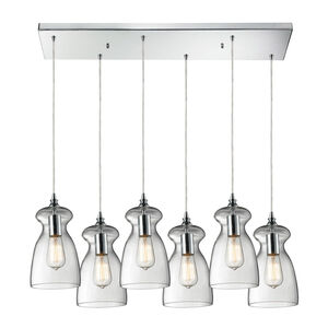 Graham Pl 6 Light 9 inch Polished Chrome with Clear Multi Pendant Ceiling Light