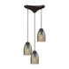 Blooming Grove 3 Light 10 inch Oil Rubbed Bronze Mini Pendant Ceiling Light in Triangular Canopy, Triangular