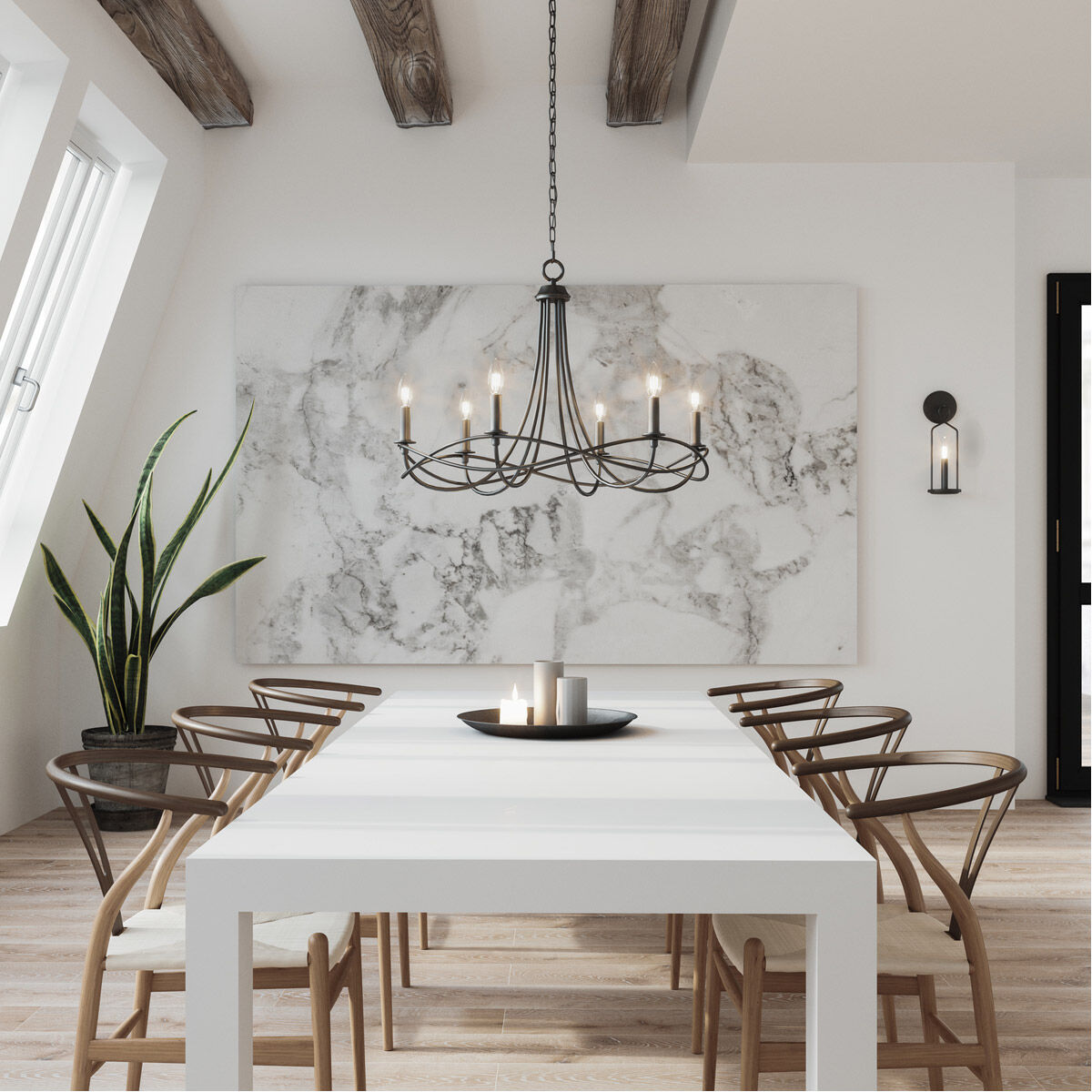 Bonami 6 Light 29.5 inch Matte Black Chandelier Ceiling Light