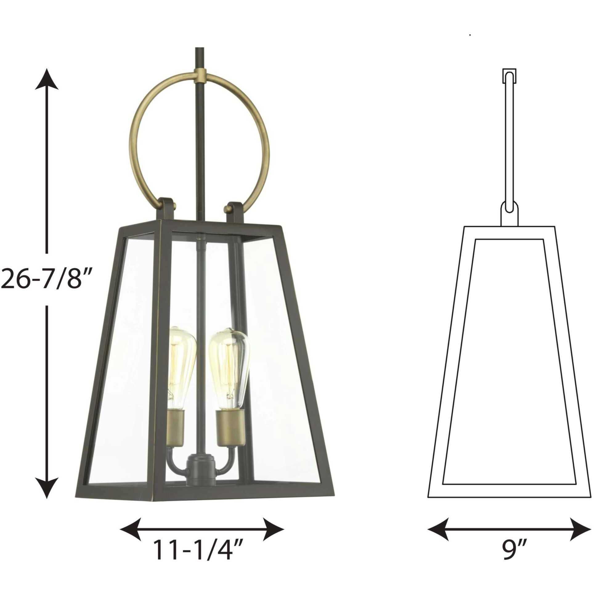Provo 2 Light 11 inch Antique Bronze Outdoor Hanging Lantern