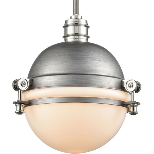 Zera 1 Light 10 inch Weathered Zinc with Polished Nickel and White Mini Pendant Ceiling Light