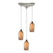 Arcola Ave 3 Light 10 inch Satin Nickel Mini Pendant Ceiling Light in Incandescent, Triangular Canopy, Triangular