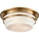 Zera 3 Light 15 inch Satin Brass Flush Mount Ceiling Light