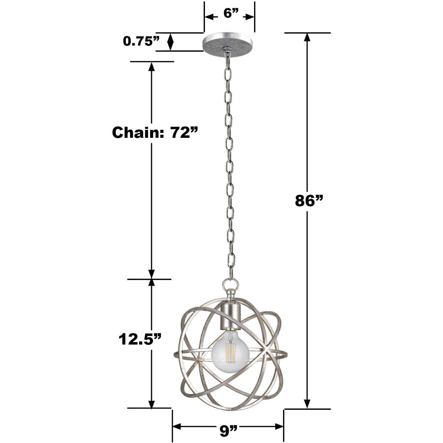 Somma Way 1 Light 9 inch Silver Mini Pendant Ceiling Light