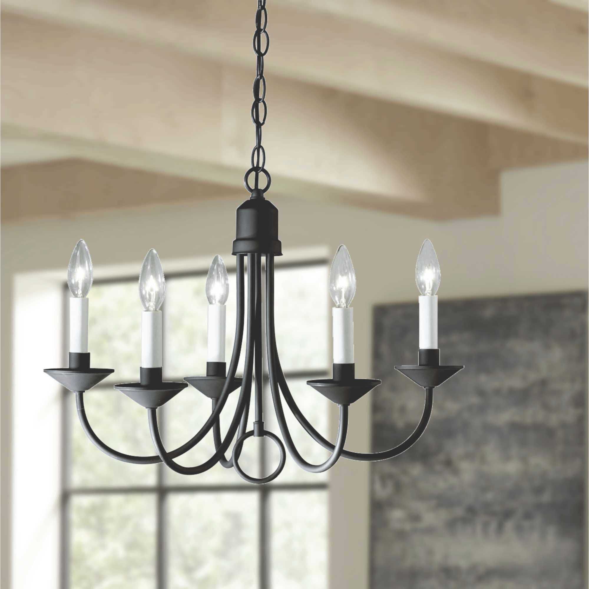 Gloucester St 5 Light 21 inch Textured Black Chandelier Ceiling Light