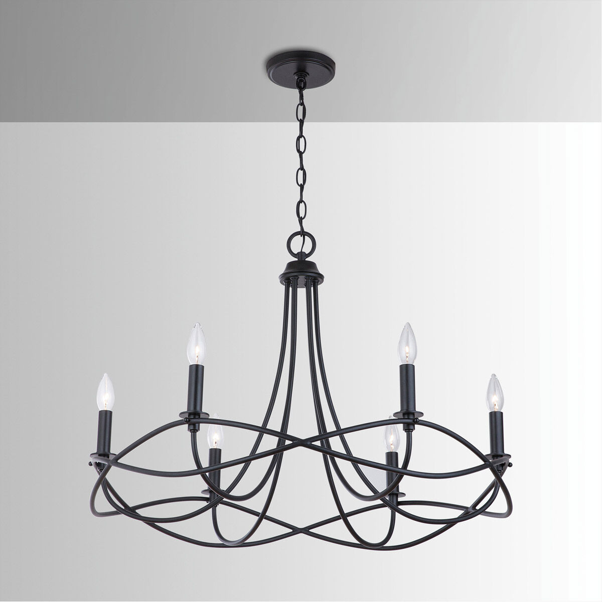 Bonami 6 Light 29.5 inch Matte Black Chandelier Ceiling Light