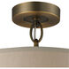 Albany 3 Light 16 inch Brushed Antique Brass Semi Flush Mount Ceiling Light