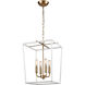 Andrew 4 Light 14 inch Aged Brass with White Pendant Ceiling Light