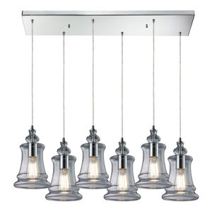 Graham Pl 6 Light 9 inch Polished Chrome with Smoke Multi Pendant Ceiling Light