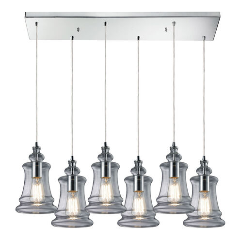 Graham Pl 6 Light 9 inch Polished Chrome with Smoke Multi Pendant Ceiling Light