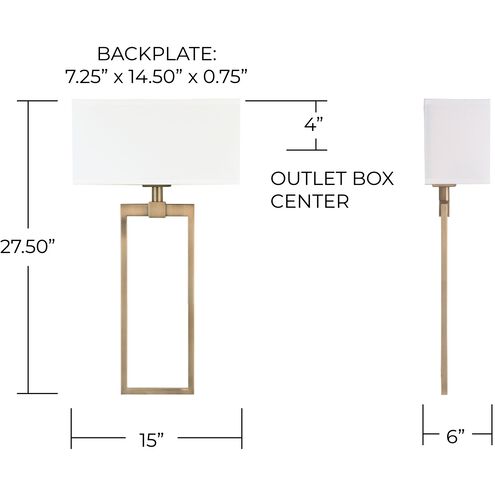 Tatum 2 Light 15 inch Aged Brass Sconce Wall Light