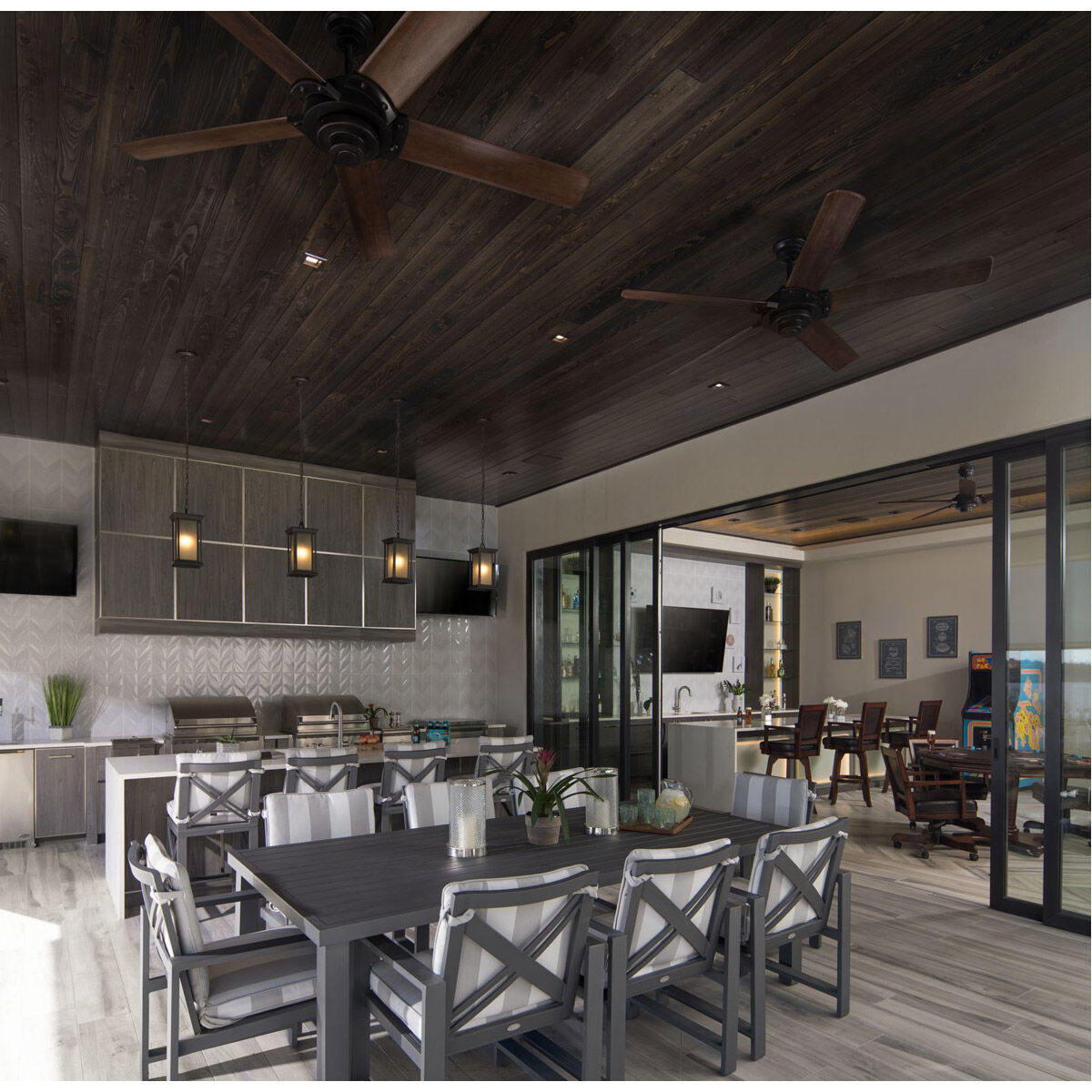 Vogue 68 inch Antique Bronze with Walnut Blades Ceiling Fan