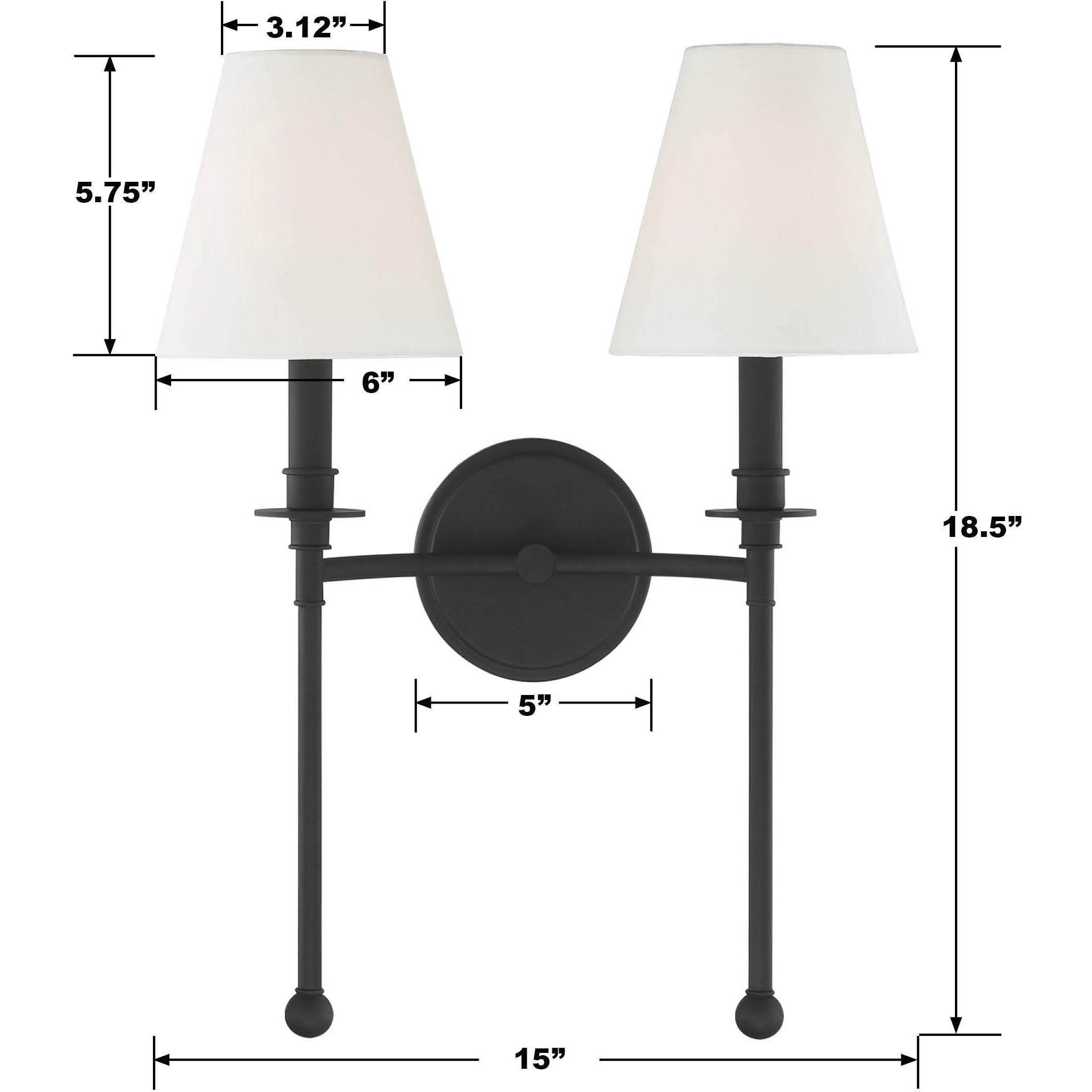 Ottone Way Sconce Wall Light in Black