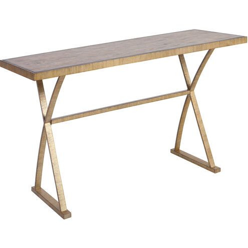 Joshua 62 X 18 inch Aged Gold with Brown Console Table