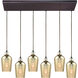 Georgetown 6 Light 30 inch Oil Rubbed Bronze Mini Pendant Ceiling Light in Rectangular Canopy, Rectangular