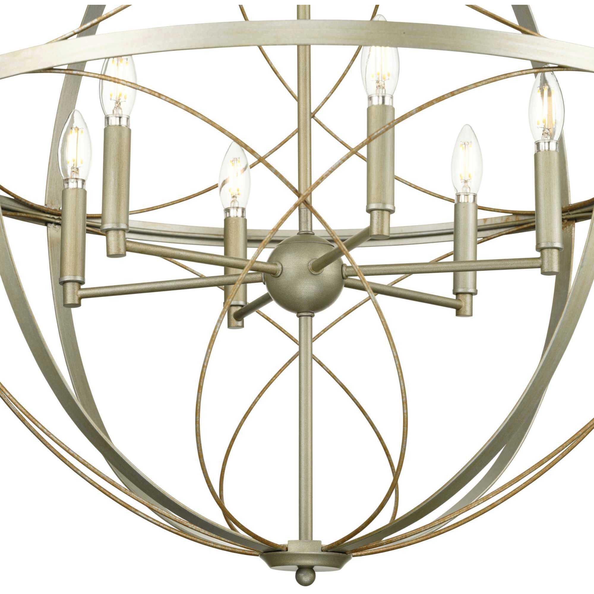 Gerald Ave 6 Light Silver Ridge Pendant Ceiling Light