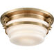 Zera 2 Light 12 inch Satin Brass Flush Mount Ceiling Light