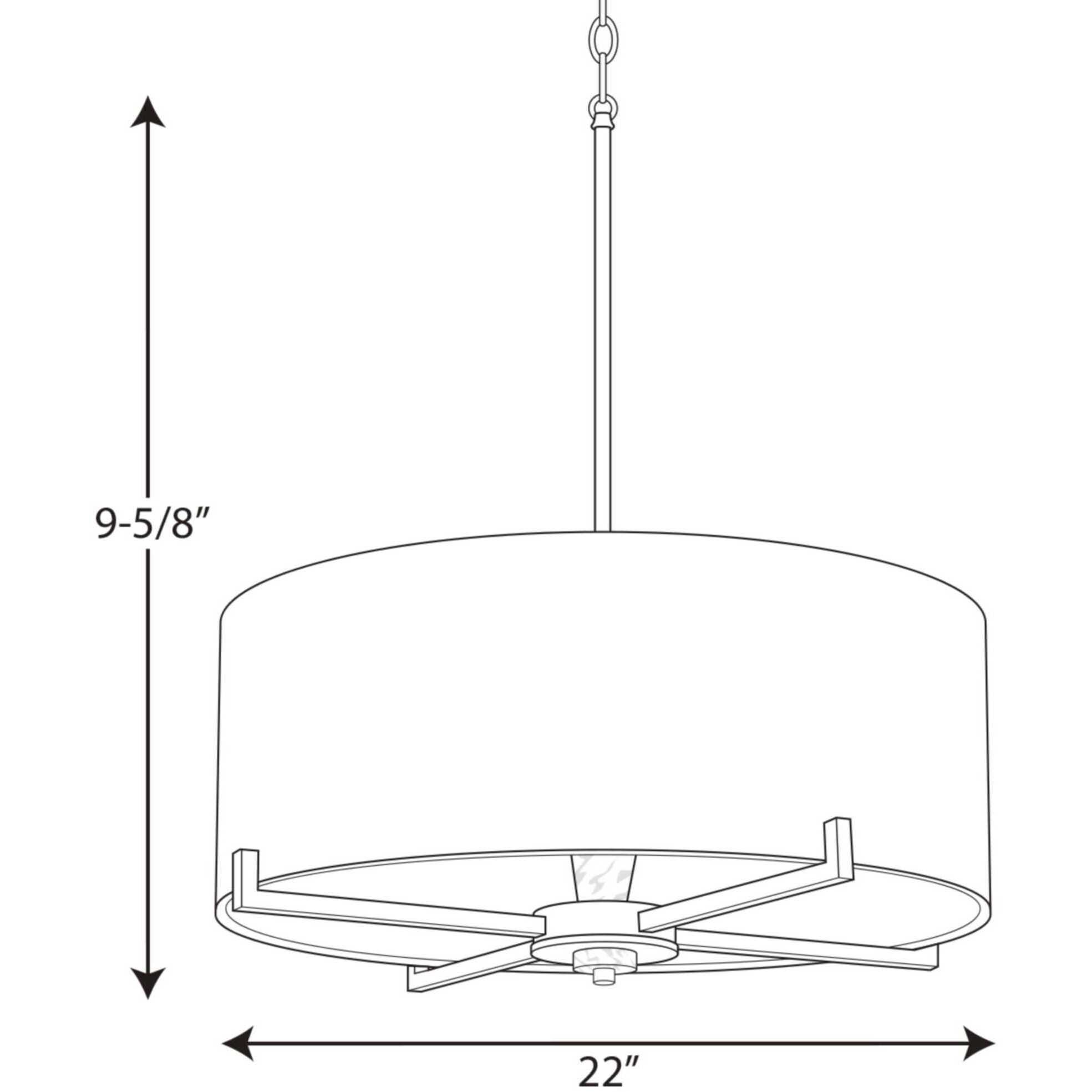 Santa Barbara 4 Light 22 inch Vintage Gold Pendant Ceiling Light, Design Series