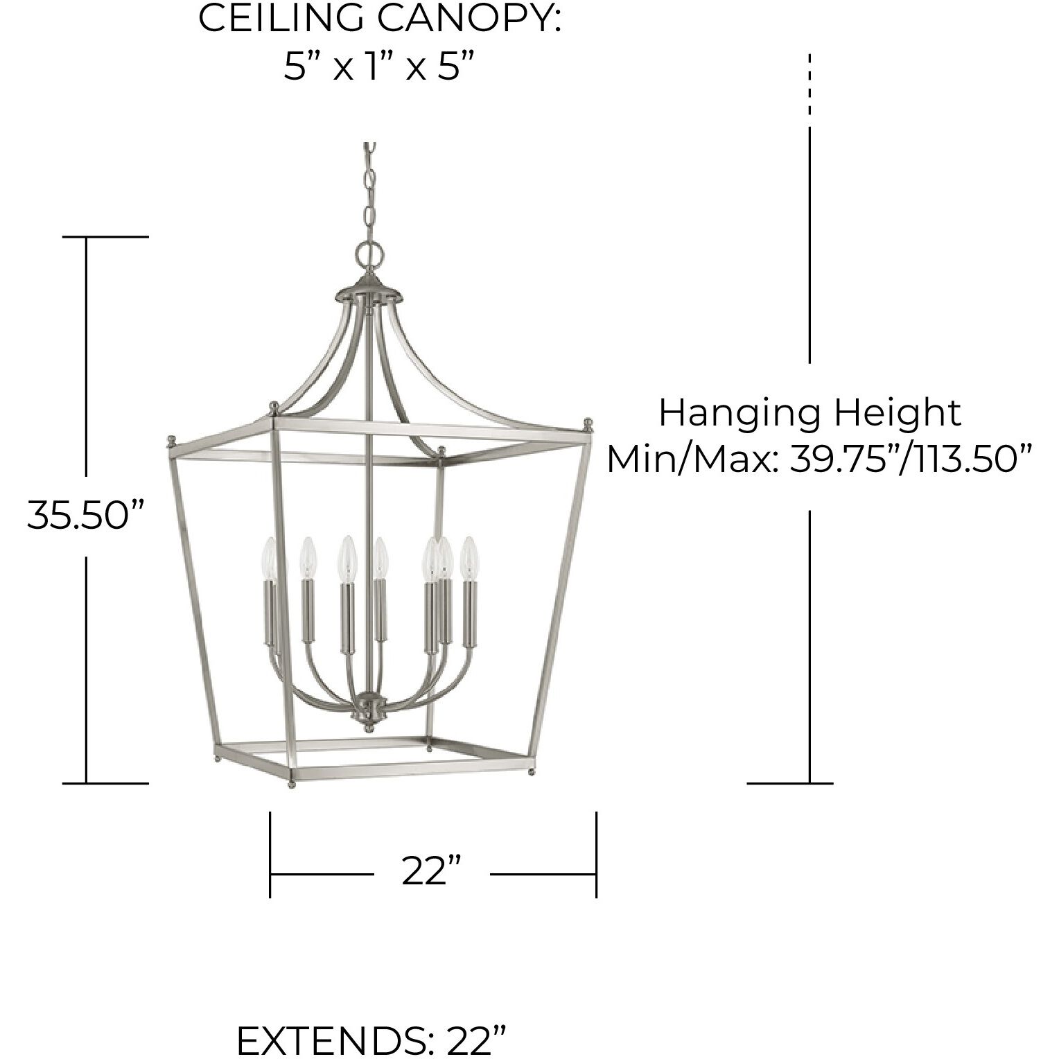 Peckham 8 Light 22 inch Brushed Nickel Foyer Ceiling Light