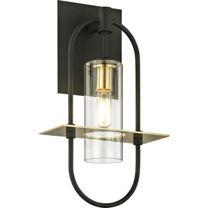 Nouvel 1 Light 14 inch Dark Bronze And Brushed Brass Outdoor Wall Sconce