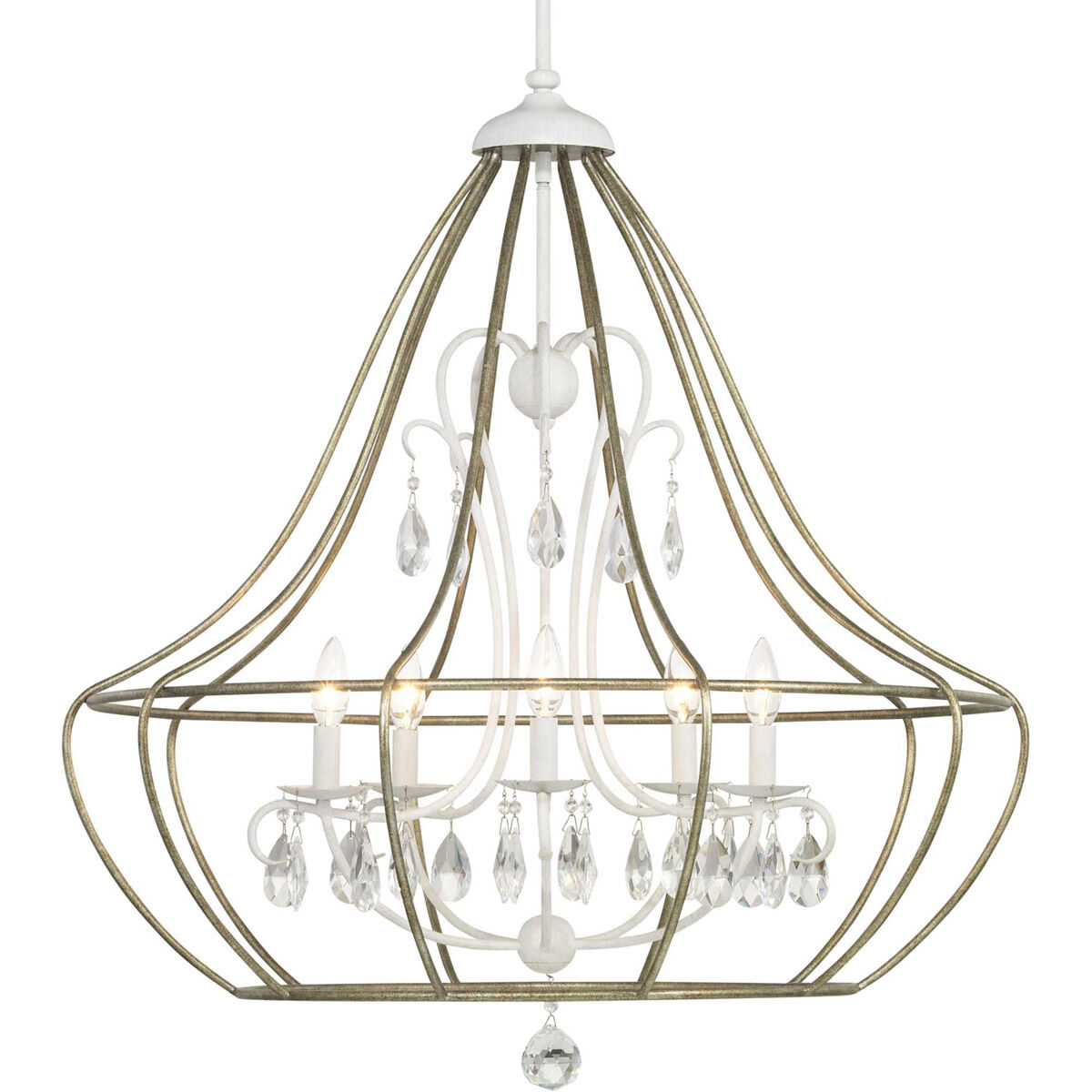 Garden Grove 5 Light 32.13 inch Cottage White Chandelier Ceiling Light