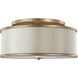 Cosenza 3 Light 20 inch Sunset Gold Semi-Flush Mount Ceiling Light, Cream Linen